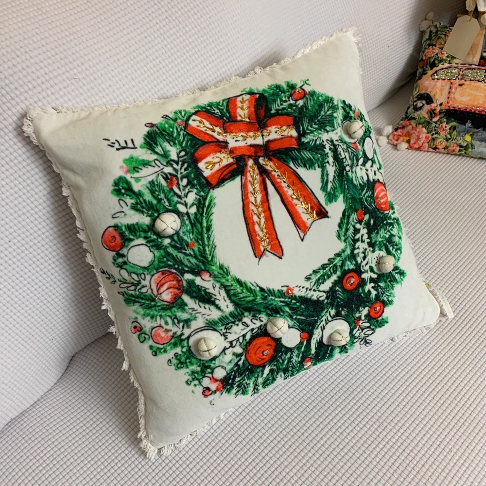 Hand Illustrated Christmas throw pillow cover